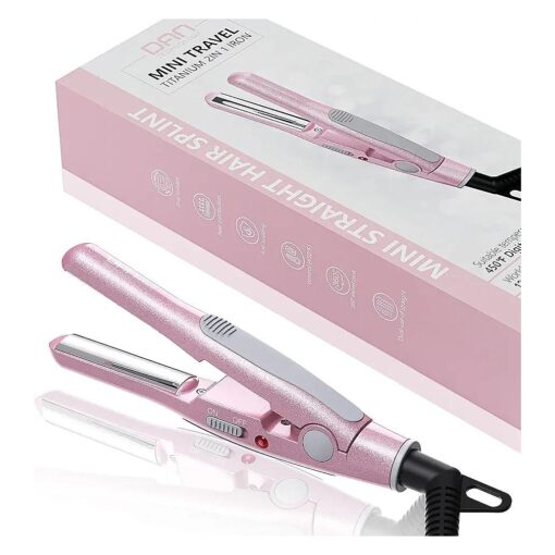 DAN Technology, Small Hair Straightener for Short Hair,1/2" Mini Hair Straightener, Dual Voltage Travel Flat Iron, U-Shaped Plates & 30s Fast Heating