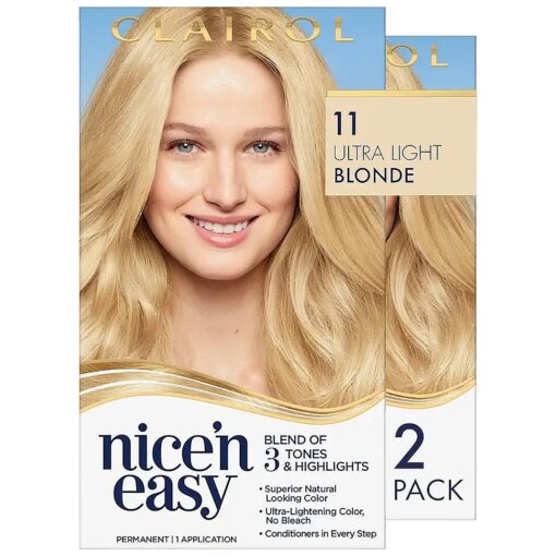 Root Touch-Up by Nice'n Easy Permanent Hair Dye, 11 Ultra Light Blonde Hair Color, Pack of 2