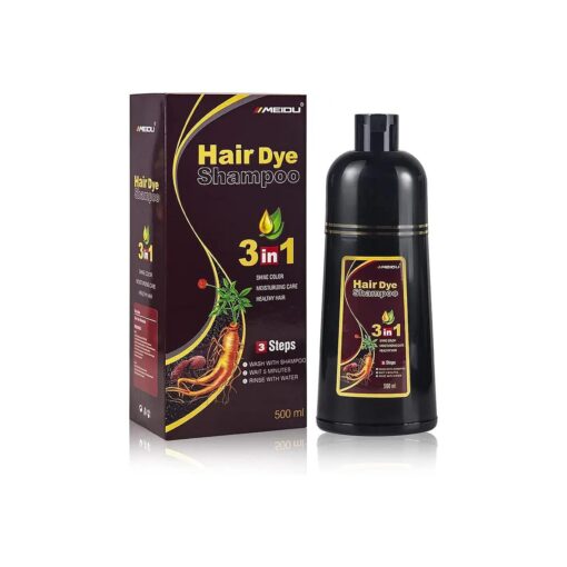 MEIDU Instant Hair Color Shampoo Chestnut Brown Hair Dye Shampoo for Women & Men 3 in 1- Herbal Coloring Shampoo in Minutes 500ML