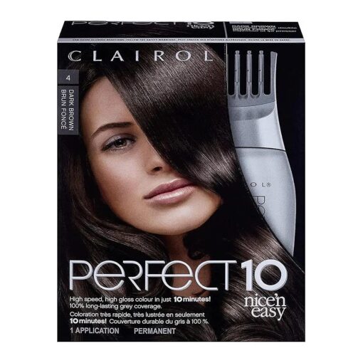 Nice'n Easy Perfect 10 Permanent Hair Dye, 4 Dark Brown Hair Color, Pack of 1