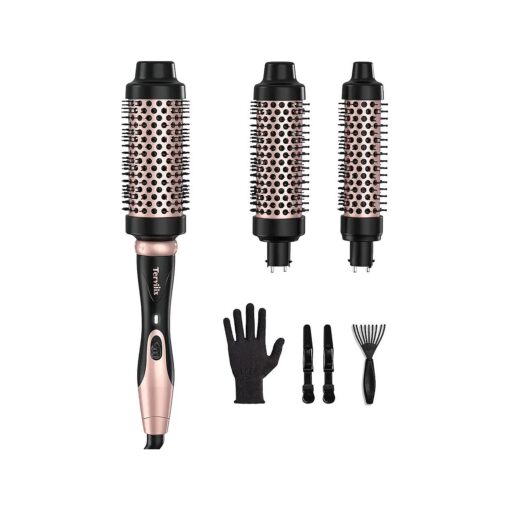 Terviiix 3 in 1 Thermal Brush Set, Ceramic Curling Wand, Fast Heating Hot Brush, 3 Interchangeable Travel Curling Irons for Short, Medium & Long Hair ( 1.25 Inch, 1.5 Inch & 1.75 Inch ), Dual Voltage