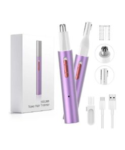 AHHFEI Rechargeable 5 in 1 Ear and Nose Hair Trimmer for Women, Professional Painless Eyebrow & Facial Hair Trimmer with Powerful Motor and Dual-Edge Blades Easy Cleansing