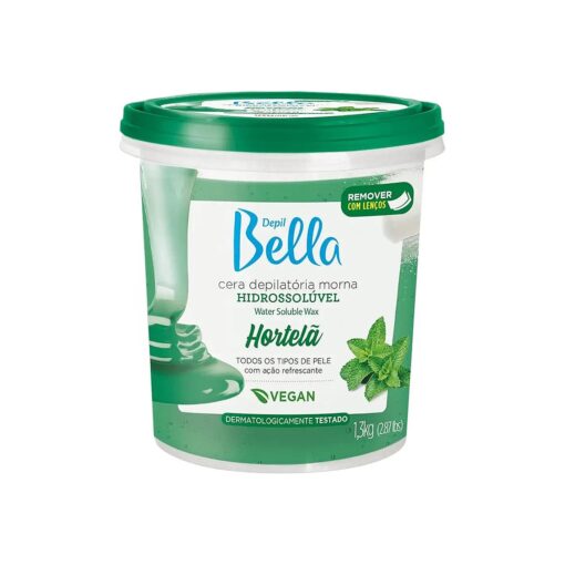 Depil Bella Brazilian Paste Full Body Sugar Wax Mint | Hair Removal for Professional or Personal Use | 100 % Natural, Vegan, Organic | For All Skin Types | 2.87lbs