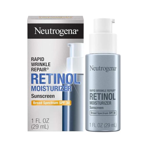 Neutrogena Retinol Face Moisturizer, Rapid Wrinkle Repair with SPF 30 Sunscreen, Daily Anti-Aging Face Cream with Retinol & Hyaluronic Acid to Fight Fine Lines, Wrinkles, & Dark Spots, 1 fl, oz