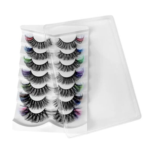 New Mink Lashes Wholesale 7/4 pairs 3D Colored Eyelashes Luxury Dramatic Colorful false lashes ( E02 )