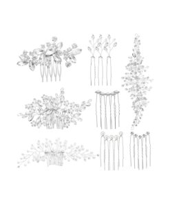 44 Pieces Wedding Hair Comb Faux Pearl Crystal Bride Hair Accessories Hair Side Comb Clips U-shaped Flower Rhinestone Pearl Hair Clips for Bride Bridesmaid ( Elegant Style )