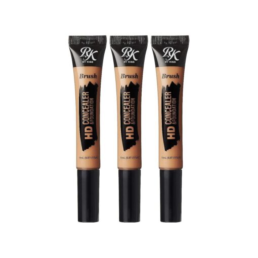 Ruby Kisses HD Concealer & Foundation Brush Flawless Full Coverage Face Makeup Lightweight Highlighter Long Lasting Under Eye Conceals Contour Corrector 3 Pack ( Fawn )