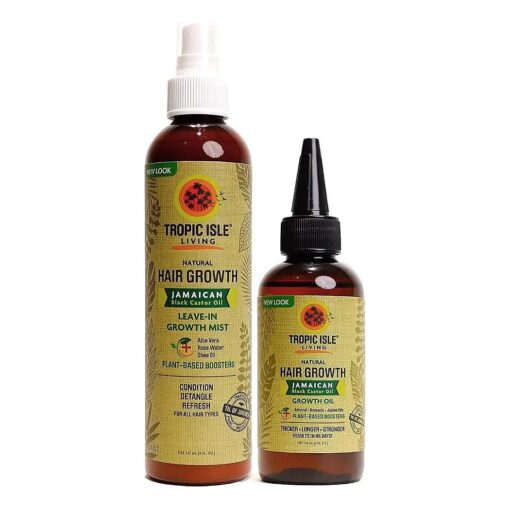 Jamaican Black Castor Oil Hair Growth Oil 118ml + Leave-In Growth Mist 237ml | With Plant-Based Boosters Almond, Avocado & Jojoba Oils | Feeds Hair Follicles | Prevents Breakage & Excess Hair Loss