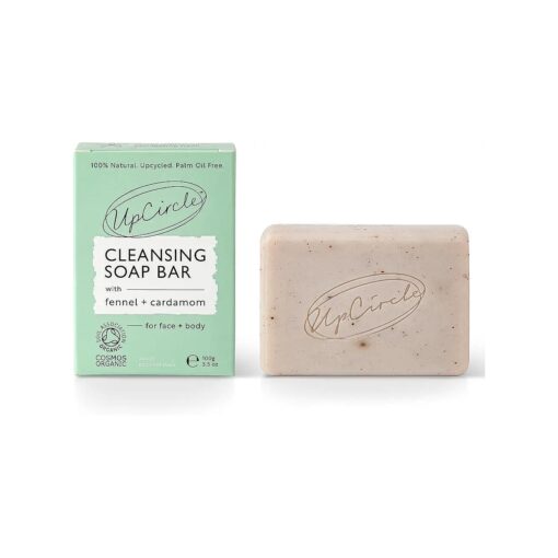 UpCircle Fennel + Cardamom Chai Soap Bar 3.5oz - Certified Organic Vegan Cleanser For Face And Body - Green Clay, Glycerin + Shea Butter Draw Toxins From Pores - Palm Oil Free