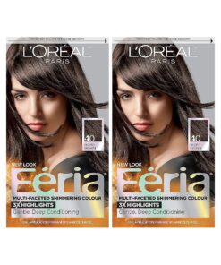 L'Oreal Paris Feria Multi-Faceted Shimmering Permanent Hair Color, 40 Espresso, Pack of 2, Hair Dye