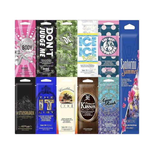 10 New Tanning Lotion Sample Packets, Gluten Free - Major Brands Bronzer & Intensifier - 10 Assorted Packets ( 11 Packets ), All