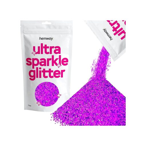 Hemway Premium Ultra Sparkle Glitter Multi Purpose Metallic Flake for Arts Crafts Nails Cosmetics Resin Festival Face Hair - Purple Holographic - Fine ( 1/64" 0.015" 0.4mm ) 100g / 3.5oz