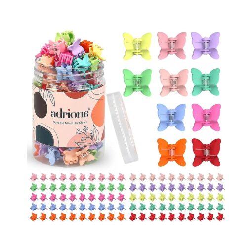 Colorful Small Butterfly Hair Clips 90s - 100 Pack Rainbow Mini Butterfly clip for Women, Girls, Teens, Kids, Baby, Toddler - Tiny Little Decorative Hair Claw Clip