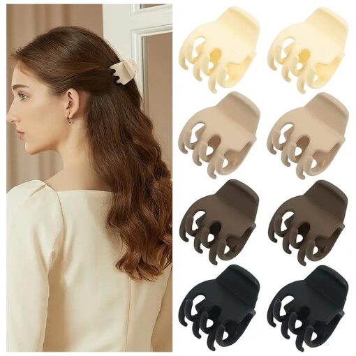 Medium Hair Clips for Thin Fine Hair, 8 Pcs 1.3 Inch Small Hair Claw Clips for Women Girls, Non-slip Strong Hold Cute Hair Clips for Women Accessories ( Neutral colors )