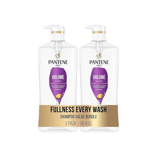 Pantene Shampoo Twin Pack with Hair Treatment, Volume & Body for Fine Hair, Safe for Color-Treated Hair 27.7 oz ( Pack of 2 )