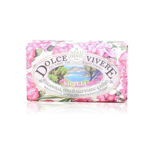 Dolce Vivere Sicilia Bougainville, Marine Sea Salt & Papyrus Tree Fine Natural Soap Bar