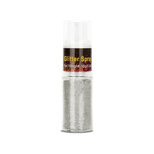 Go Ho Hair and Body Glitter Spray, Festival Glitter Dry Powder Makeup for Clothes, Silver Glitter Spray Loose Sparkle Powder, Holographic Ultra Fine Glitter, Resin Glitter for Crafts,10g