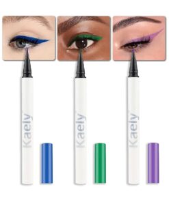 evpct 3Pcs Blue Dark Green Purple Waterproof Colored Eyeliner Liquid Eye Liner Set Long Lasiting Fine Speed Dry Liquid Eyeliner lapiz delineador de ojos contra el agua blanco para ojos de colores