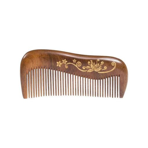 Wooden Hair Comb - Fine Tooth Wood Comb for Women - No Static Natural Detangling Sandalwood Comb