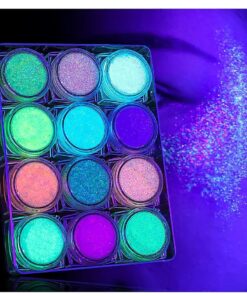 LATIBELL Body Face Glitter Gel, UV Black Light Reactive Glow Makeup, 12 Colors Fine UV Body Glitter for Women for Festival Rave Accessories