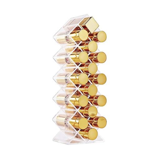 Lipstick Holder Organizer 16 Spaces Acrylic Stackable Fish Shape Lipstick Tower, Lip Gloss Storage Stand, Perfect for Lipgloss Organizers Makeup Vanity Display, Clear ( 1 Pack )