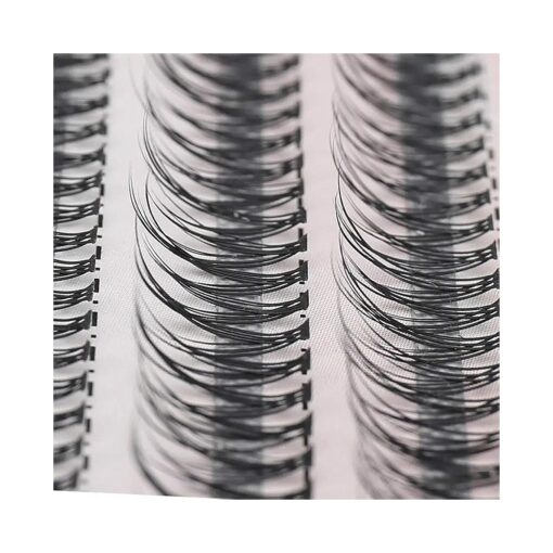 8mm/10mm/12mm/14mm/16mm Available Fishtail Design Individual False Eyelashes Cluster 12 Roots 0.07 C Curl Nature Long Black Soft Eyelashes Extensions Beauty Tools ( 14mm )