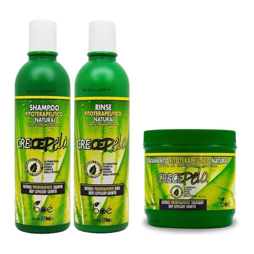 BOE Crece Pelo 3 in 1 Combo Set Shampoo Fitoterapeutico, Rinse Fitoterapeutico, Tratamiento Fitoterapeutico