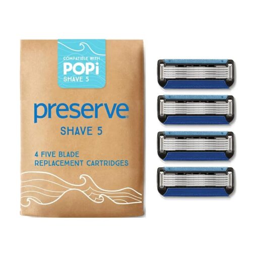 Preserve POPi Shave 5 Replacement Cartridges for Preserve POPi Shave 5 Razor ( 4 Count ( Pack of 1 ) )