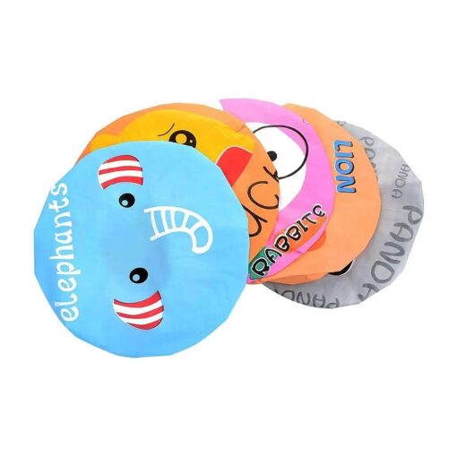 5 Pieces Cartoon Animals Waterproof Elastic PEVA Shower Caps Bath Caps Bathing Bathroom Hats Bathroom Accessories for Women and Girls