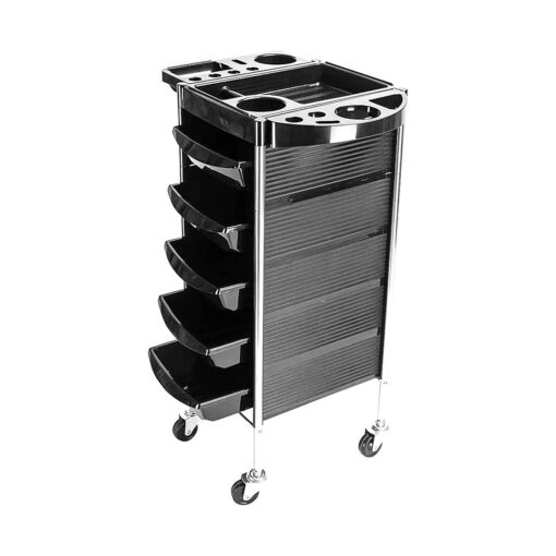 5 Tier Salon Rolling Trolley Cart Hairdresser Beauty Storage Cart, Black