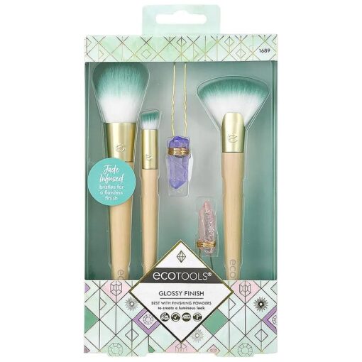 Ecotools Glossy Finish MakeUp Brush Set, Beige/Green ( Set of 5 )