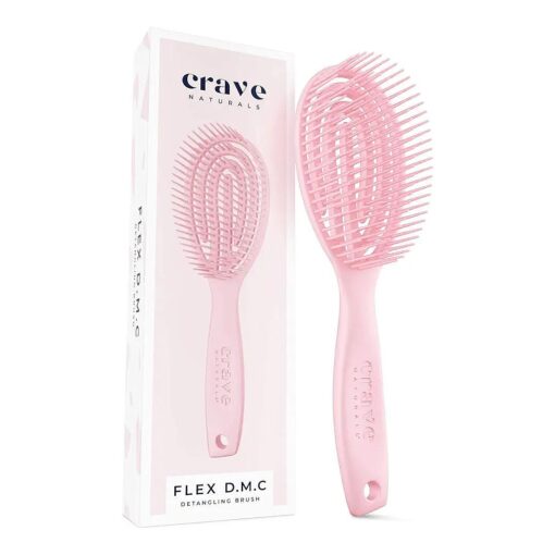 Crave Naturals FLEX DMC Detangling Brush for Natural Textured Hair - Flexible Hair Brush Detangler for Curly, Frizzy, Thick Hair - ROUND