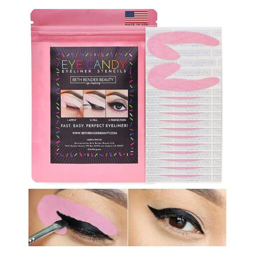 Eyeliner Stencils | Cat Eyeliner Stencil & Winged Eyeliner Tool | Made in USA & Created by Celebrity Makeup Artist | Reusable and Flexible Eyeliner Tape & Eyeshadow Tape | 24 Stencils