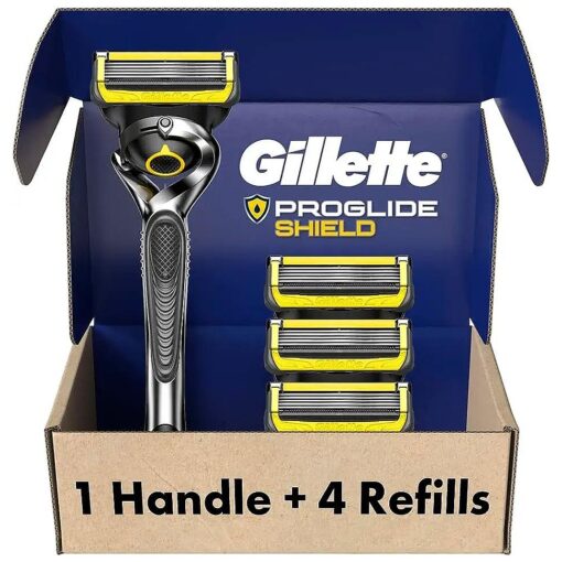 Gillette ProGlide Shield Razor for Men, 1 Gillette Razor, 4 Razor Blade Refills, Shields Against Skin Irritation