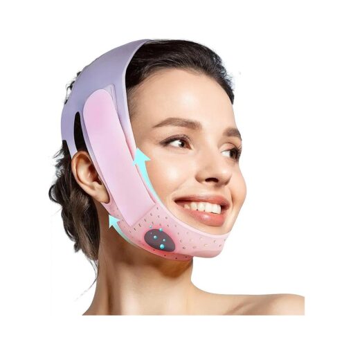 JUSRON V Line Face Tape Face Strap, Soft Silicone Chin Strap for Women and Men 23-27 Inches ( Pink )