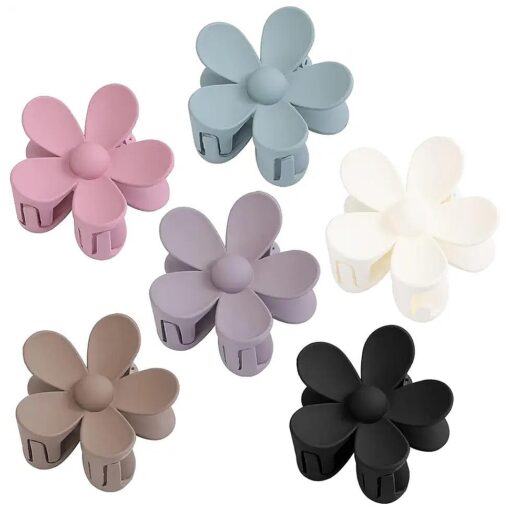 Flower Claw Clips for Thick Thin Hair, Non Slip Large Caw Clips for Women, 3.15 Inch Flower Hair Clips, Strong Hold Matte Daisy Hair Clips, Modern Hair Accessories for All Hairs, 6 Pack