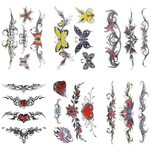 Flowers Butterfly Body Waist Waterproof Fake Temporary Tattoo Stickers Woman