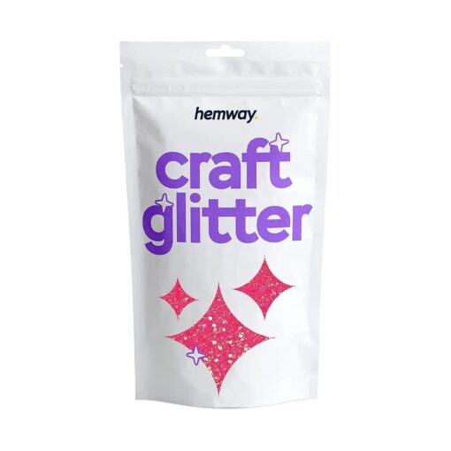 Hemway Craft Glitter - Multi-Size Chunky Fine Glitter Mix for Arts Crafts Tumbler Resin Painting Decorations Epoxy, Cosmetics for Nail Body Festival Art - Fluorescent Pink - 100g / 3.5oz