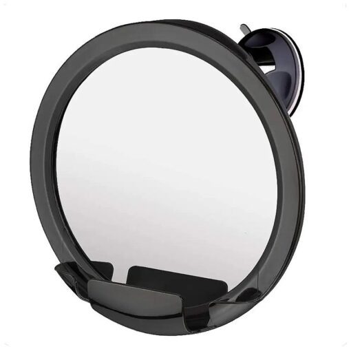 MIRRORVANA Dual Antifog Shower Mirror for Shaving - Shatterproof Mirror with Razor Holder, Upgraded Suction, 360deg Swivel ( 8" Round, Black )