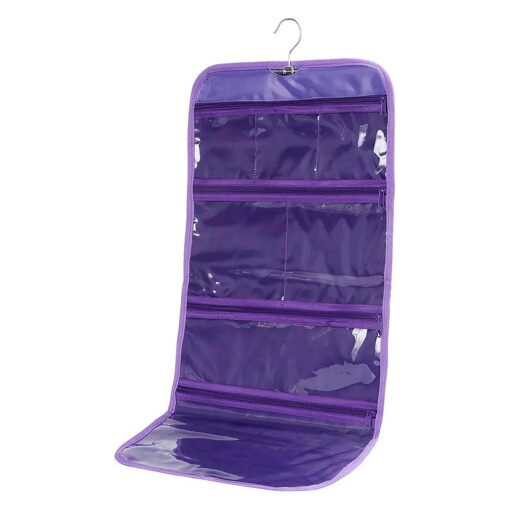 Foldable Clear Hanging Travel Toiletry Bag Cosmetic Organizer Storage ( Purple )