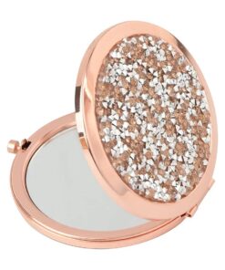 Compact Mirror, Handheld 2.75 inches Travel Makeup Mirror, 1X/2X Magnifying Round Pocket Makeup Mirror ( Rose Gold )