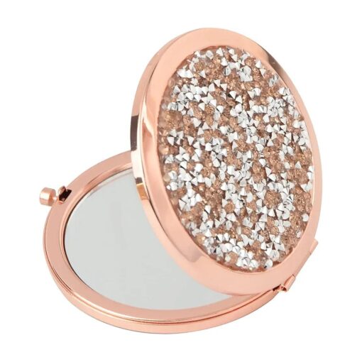 Compact Mirror, Handheld 2.75 inches Travel Makeup Mirror, 1X/2X Magnifying Round Pocket Makeup Mirror ( Rose Gold )