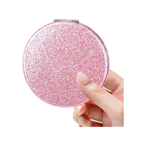 Compact Mirror, Pocket Mirror, Acedada Small Mirror for Purse, Portable Travel Makeup Mirror, Folding Handheld Double-Sided 1x/2x Magnifying Pocket Mirror for Women Girl - Pink