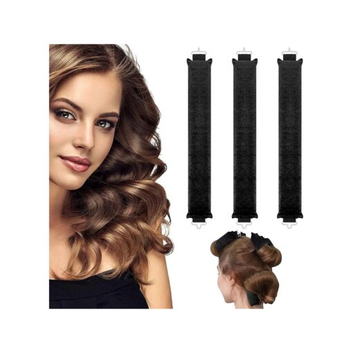 Flexible Hair Curlers No Heat for Long Hair, 3PCS Soft Hair Rollers Hair Curlers to Sleep in Hair Rods for Curls Heatless Curl Rods Overnight Blowout Rods, Upgraded Hair Curling Rods with Hook