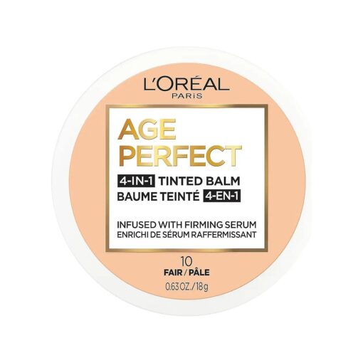 L'Oreal Paris Age Perfect 4-in-1 Tinted Face Balm Foundation with Firming Serum, Fair 10, 0.61 Ounce