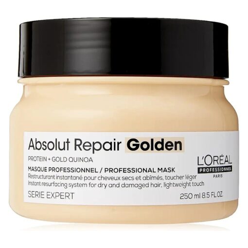 L'Oreal Professionnel Absolut Repair Golden Mask | Repairs Damage & Provides Shine | With Quinoa & Proteins | For Fine to Medium, Dry, & Damaged Hair | 8.5 Fl, Oz .