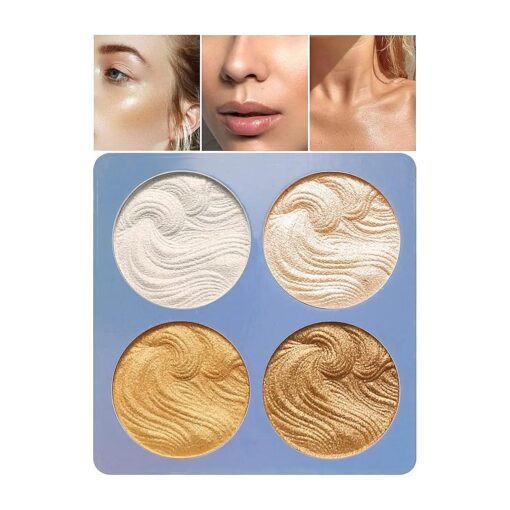 Boobeen Highlighter Makeup Highlighter Palette Powder Shimmer Highlighter Makeup Facial Illuminator Bronzer Palette Waterproof Long Lasting