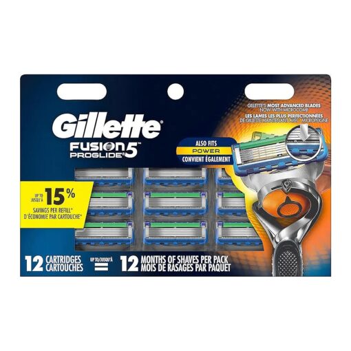 Gillette Fusion5 ProGlide Men 's Razor Blades, 12 Blade Refills