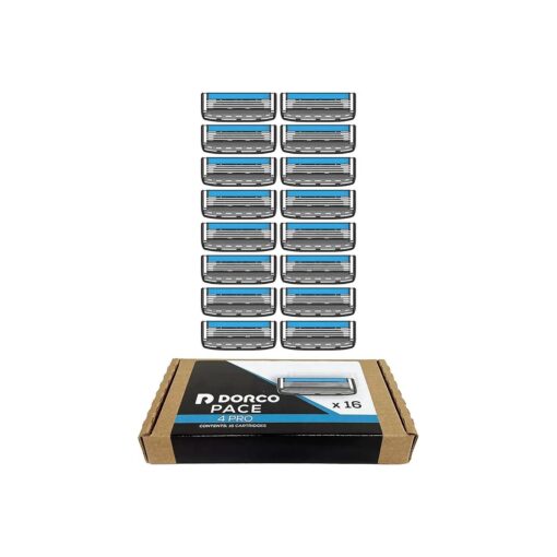 Dorco Pace 4 Pro - Four Blade Razor Shaving System - 16 Cartridges ( No Handle )