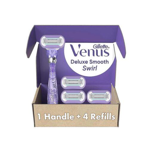 Gillette Venus Extra Smooth Swirl Razors for Women, 1 Razor, 4 Razor Blade Refills, Flexiball Handle a Close, Shave